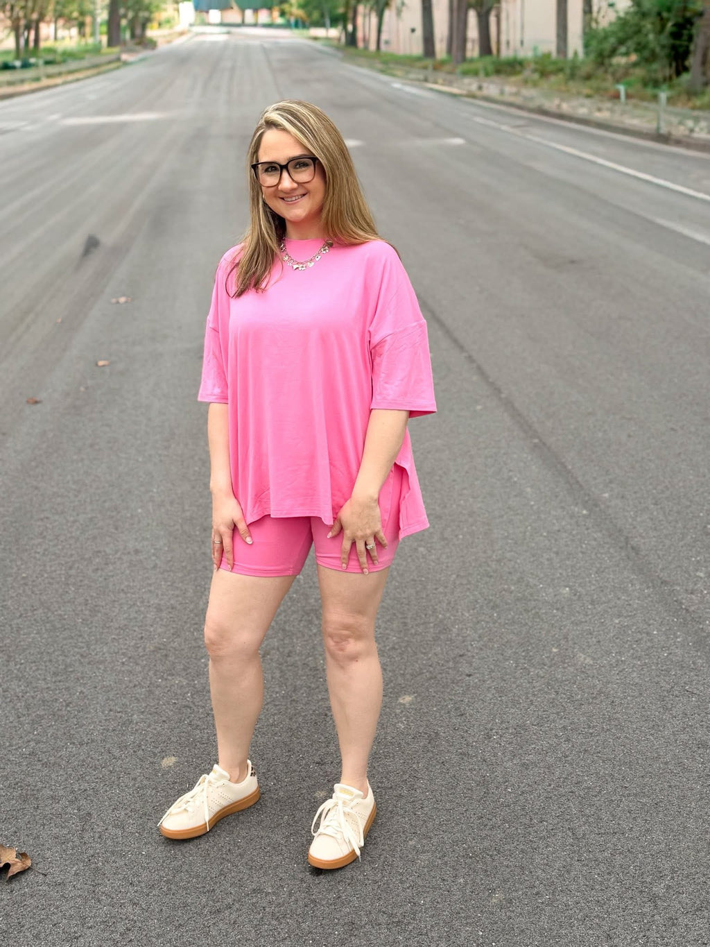 Blush bloom Womens Biker Short Set