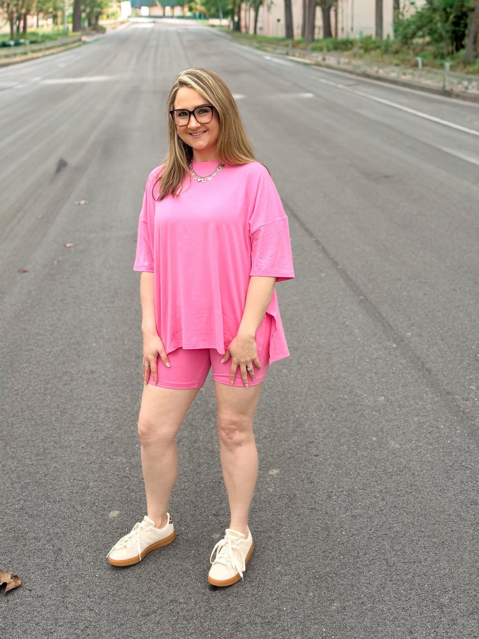 Blush bloom Womens Biker Short Set