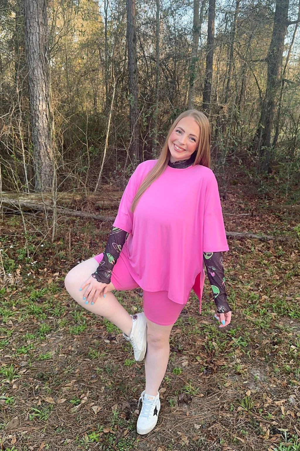 Blush bloom Womens Biker Short Set