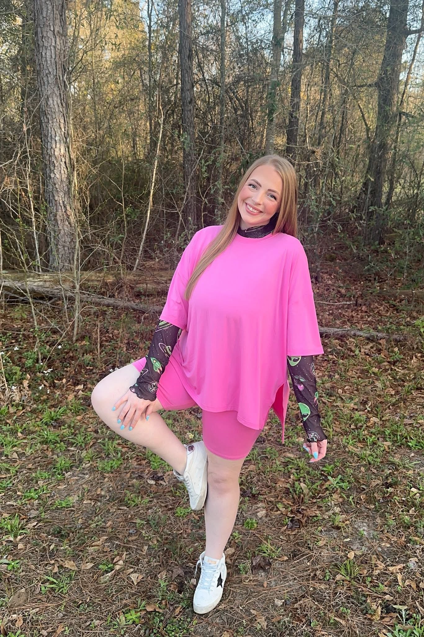 Blush bloom Womens Biker Short Set