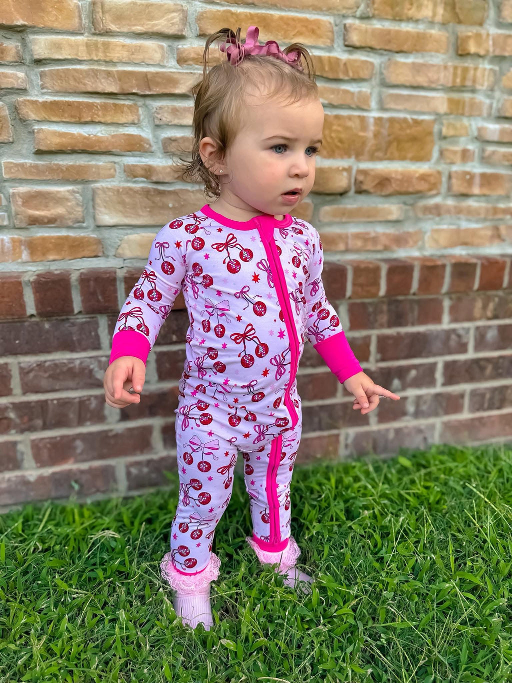 Disco Cherries Double Zippy Romper