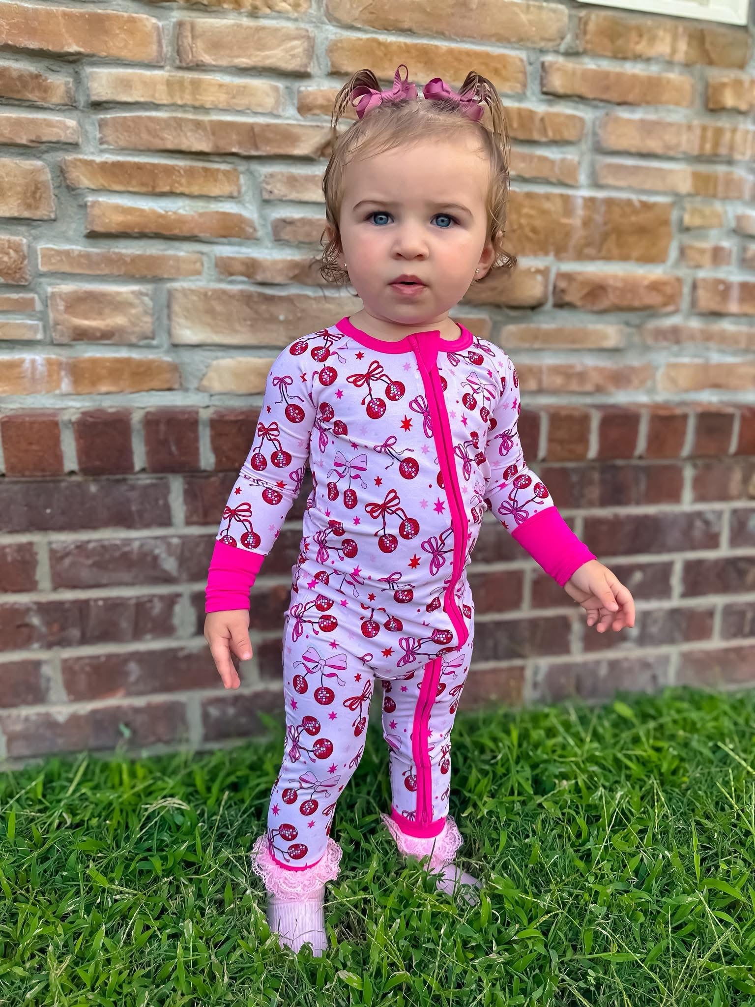 Disco Cherries Double Zippy Romper
