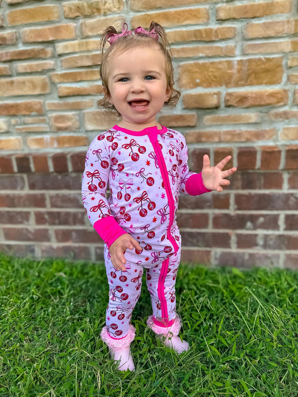 Disco Cherries Double Zippy Romper
