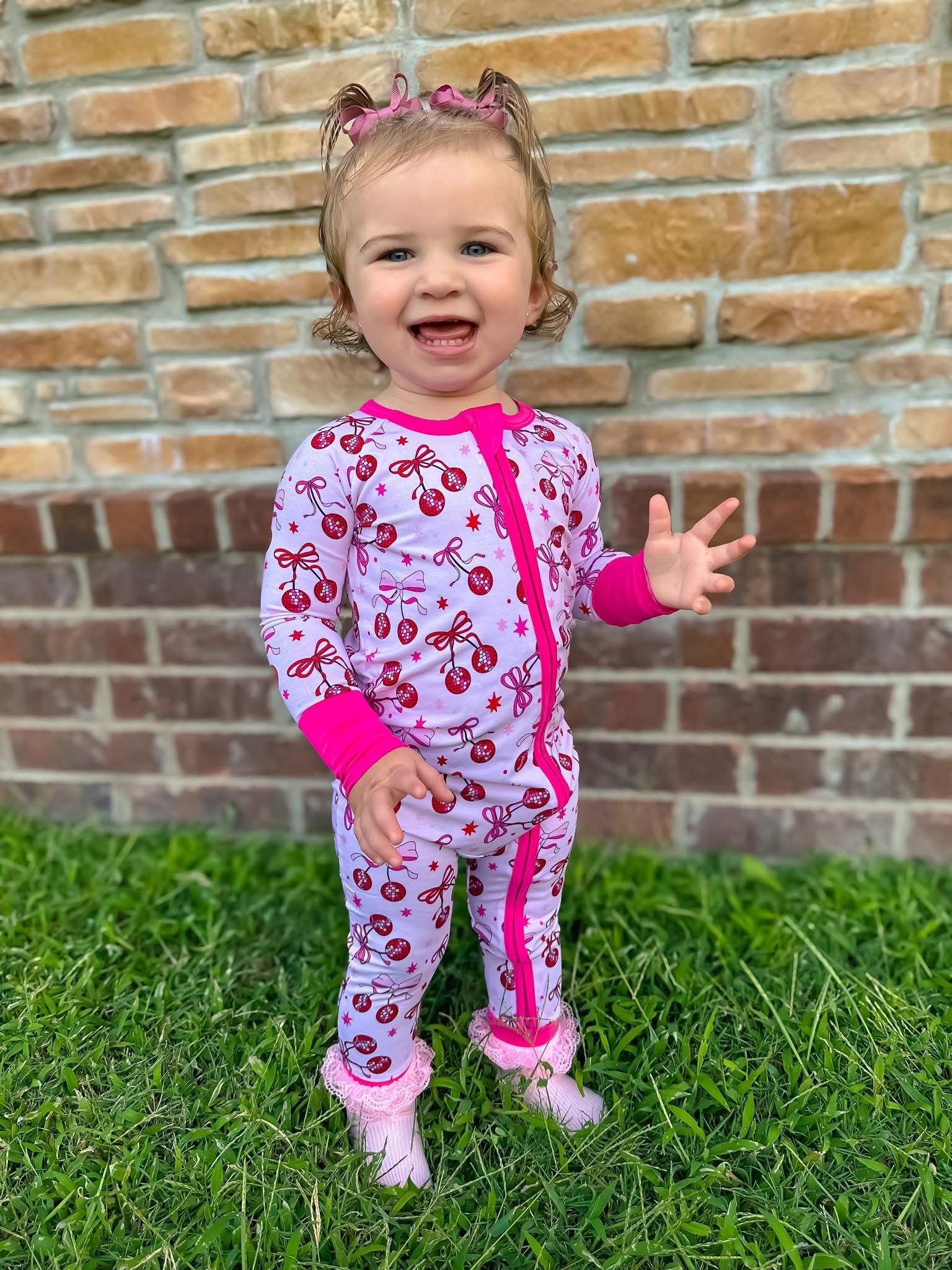 Disco Cherries Double Zippy Romper