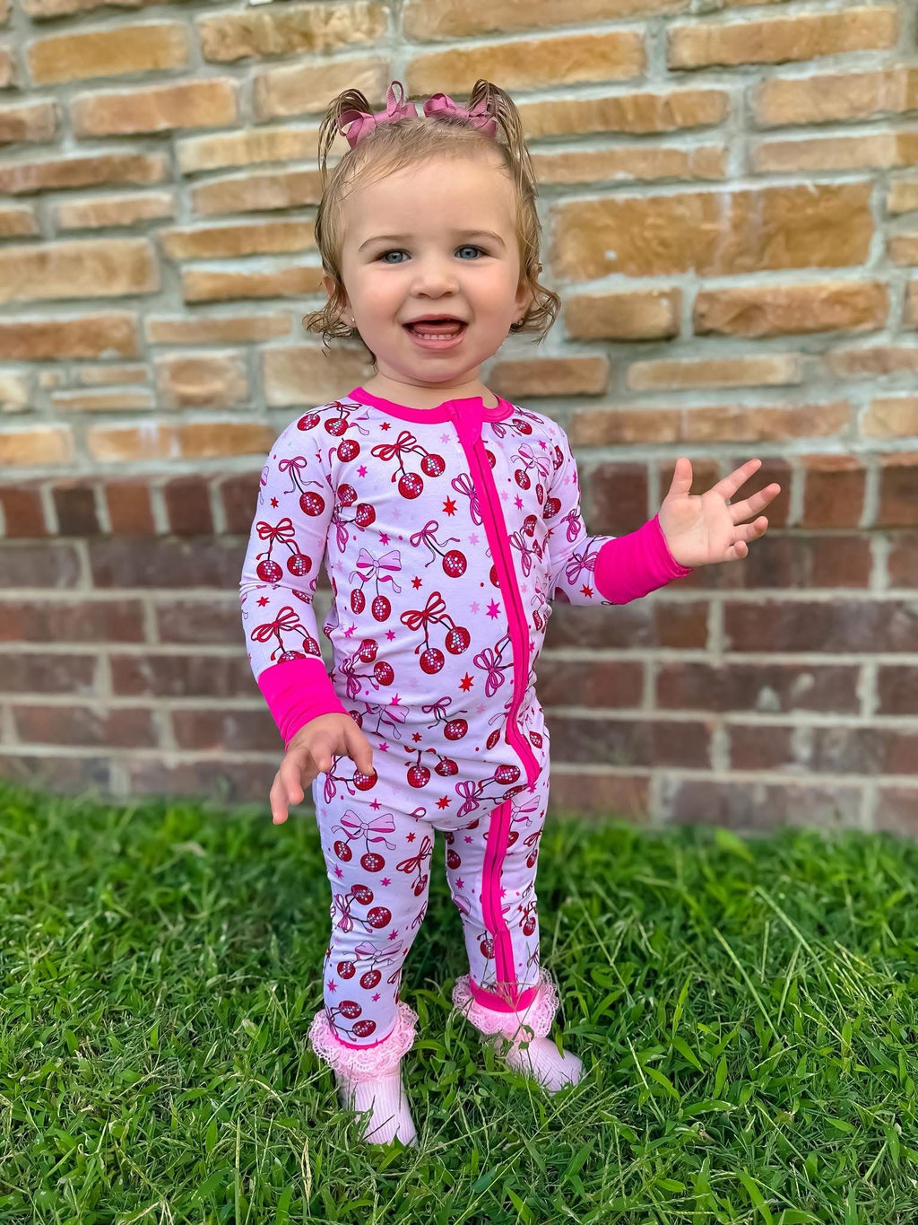 Disco Cherries Double Zippy Romper