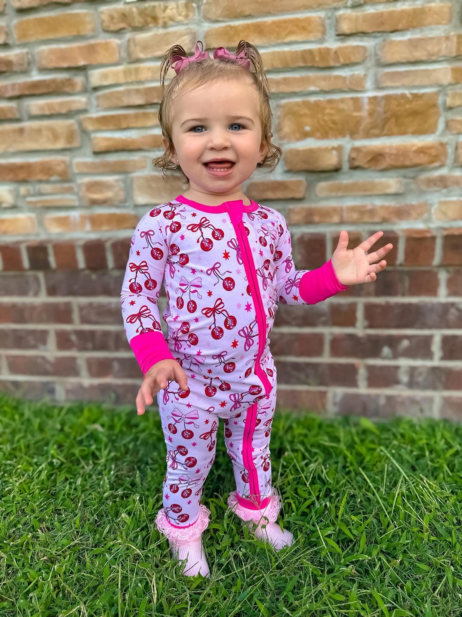 Disco Cherries Double Zippy Romper