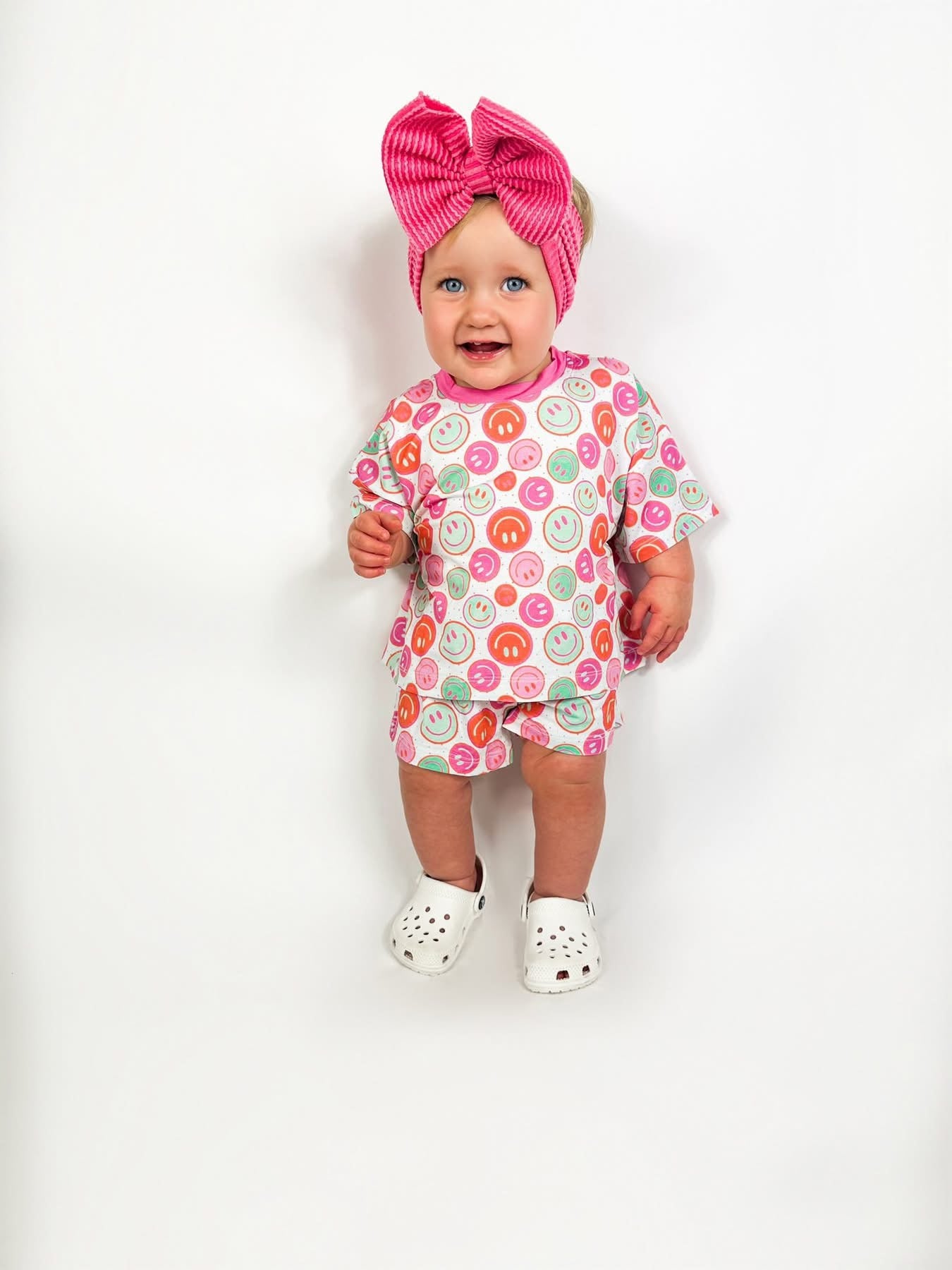Cotton Candy Smileys Oversized Short Set