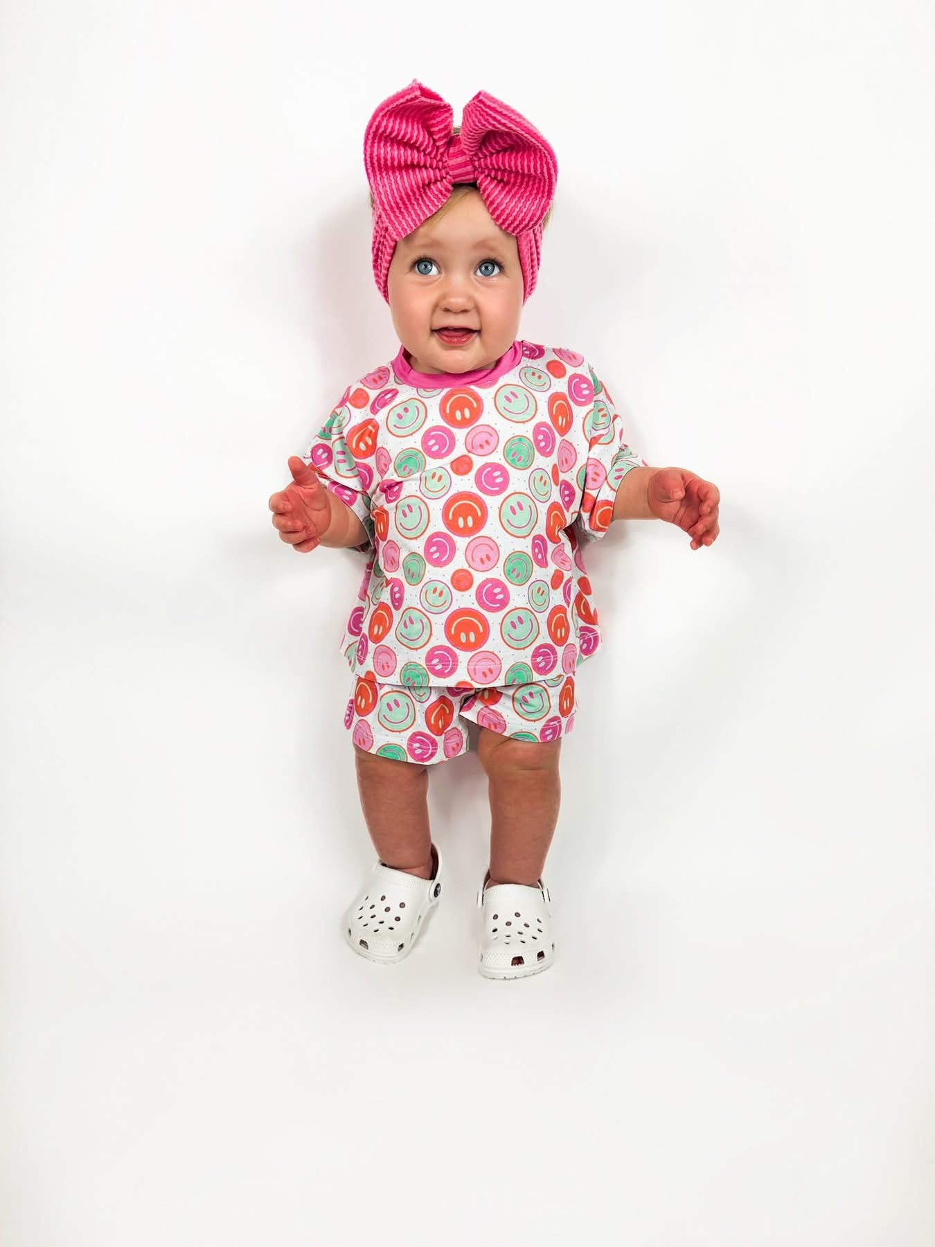 Cotton Candy Smileys Oversized Short Set