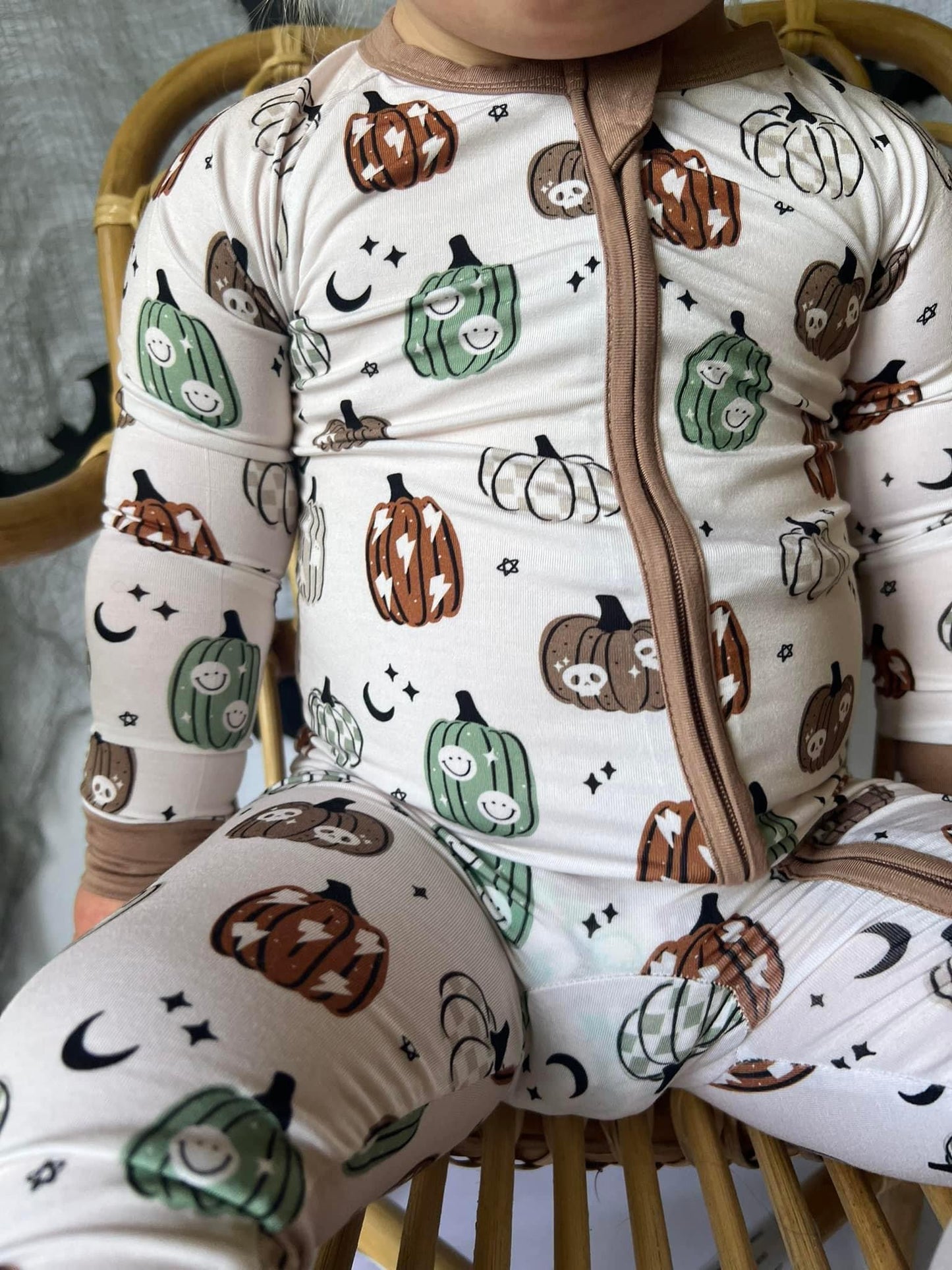 Spooky Pumpkins Double Zippy Romper