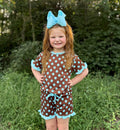 Cocoa Confetti Dots Kids Ruffle Short Set