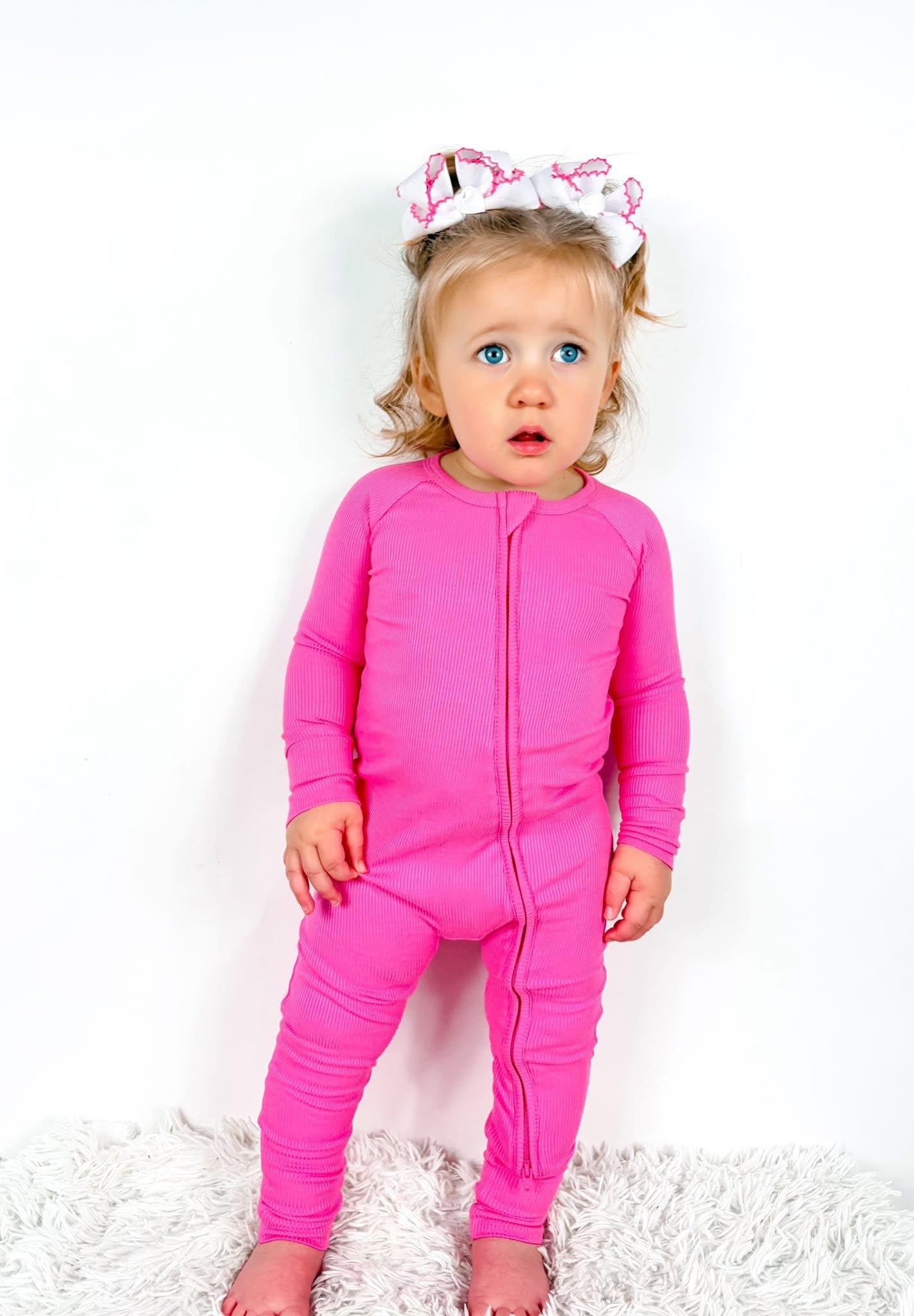 Pink Spritz Ribbed Double Zippy Romper
