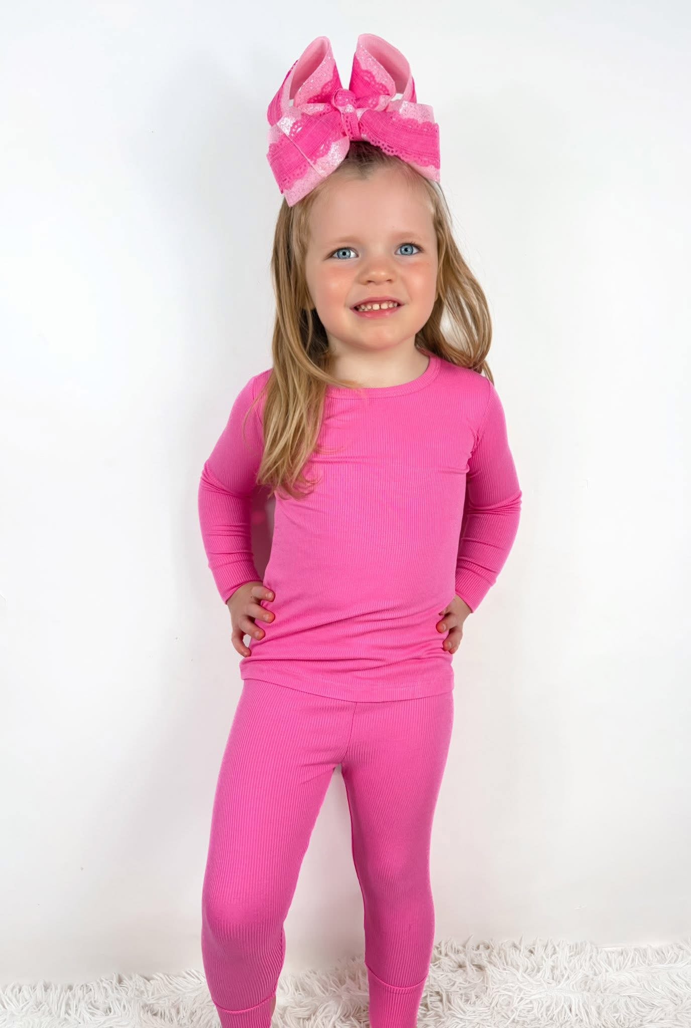 Pink Spritz Ribbed Two Piece Set