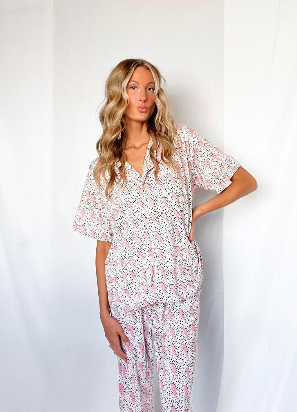 Pink Bolts Womens Pant Set