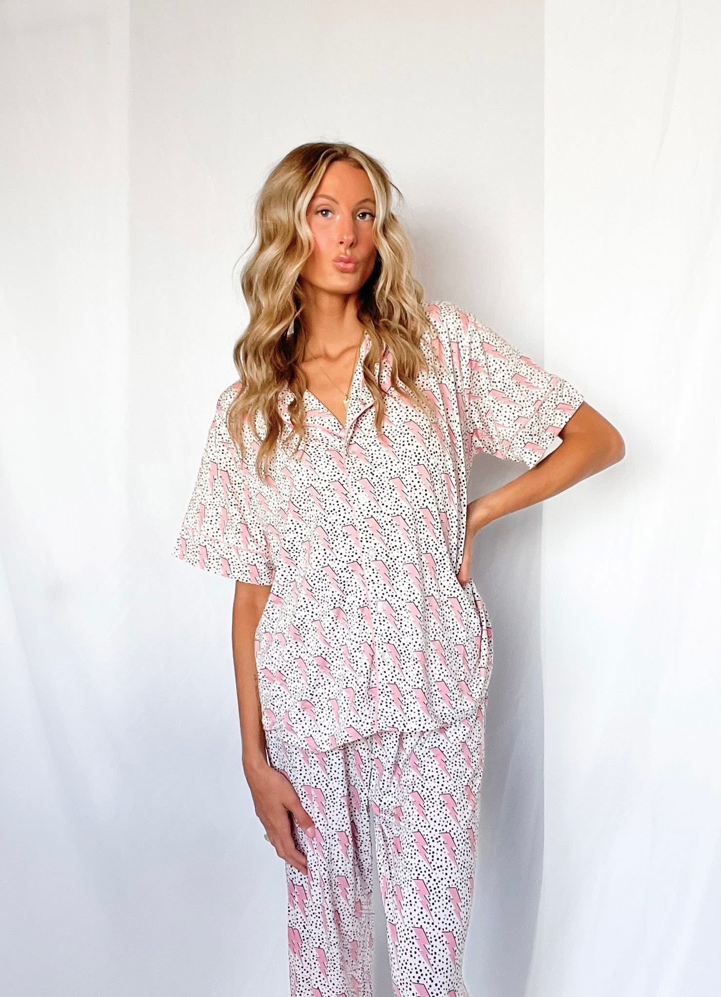 Pink Bolts Womens Pant Set