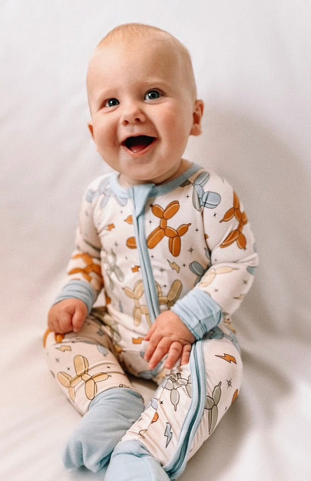 Retro Balloon Dogs Double Zippy Romper