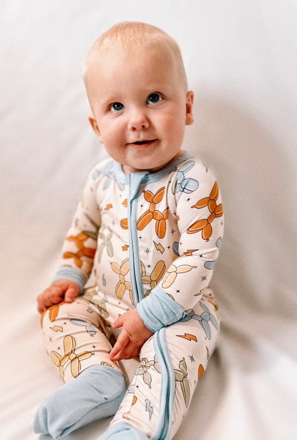 Retro Balloon Dogs Double Zippy Romper