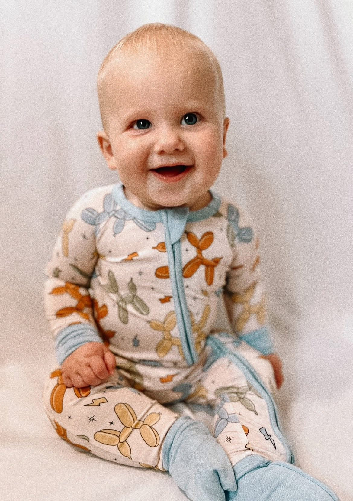 Retro Balloon Dogs Double Zippy Romper