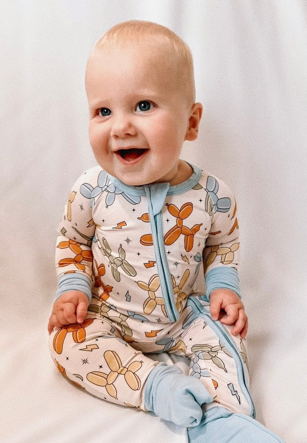 Retro Balloon Dogs Double Zippy Romper