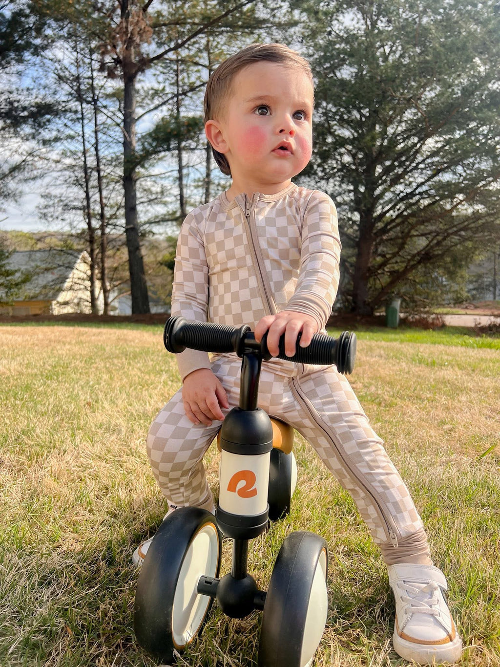 Sand Checks Double Zippy Romper
