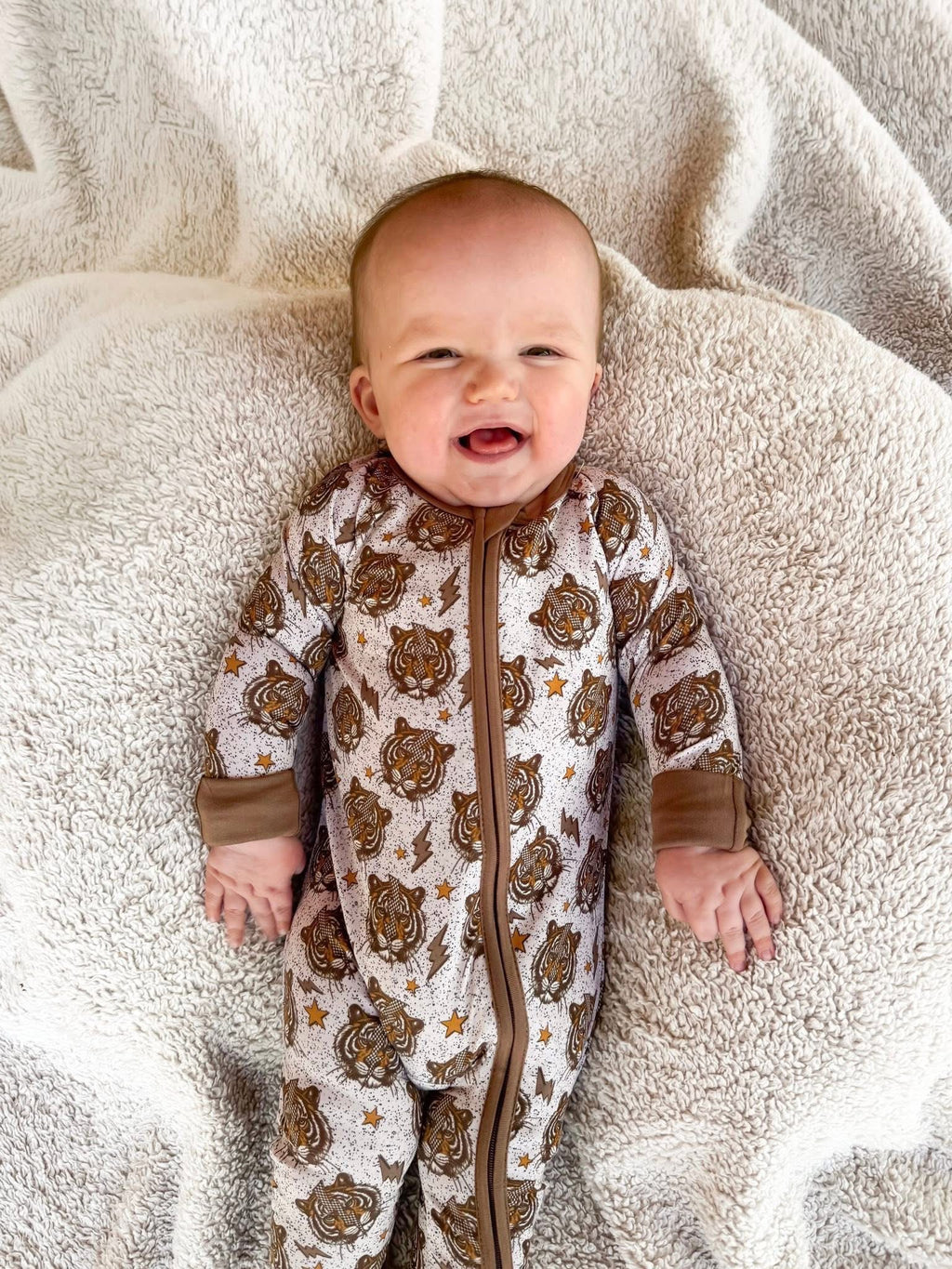 Retro Tiger Double Zippy Romper