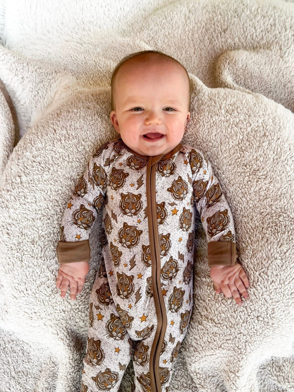 Retro Tiger Double Zippy Romper