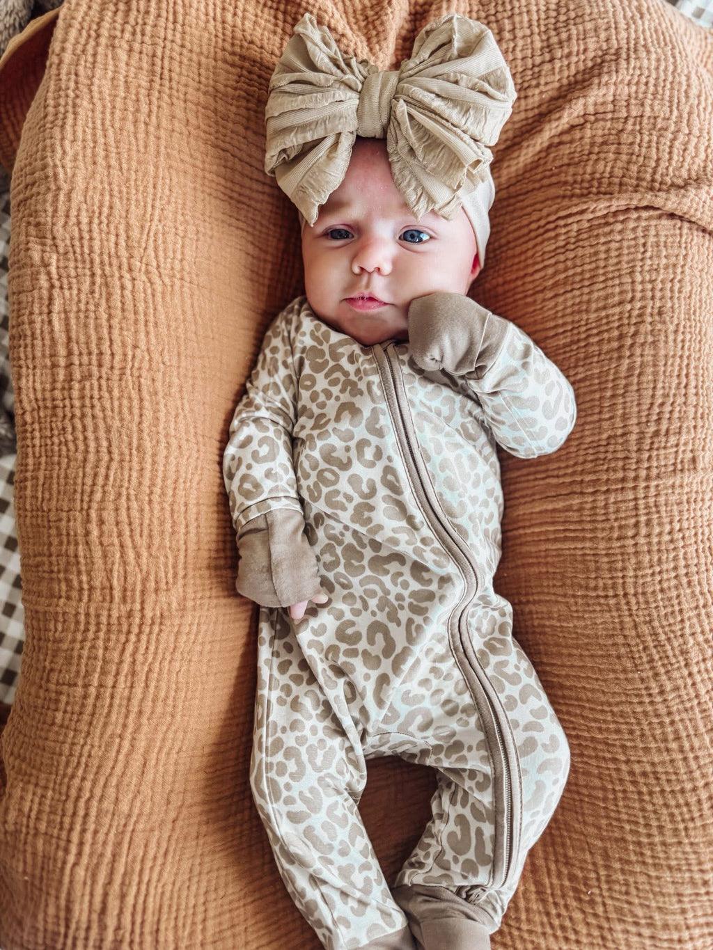 Oat Leopard Double Zippy Romper