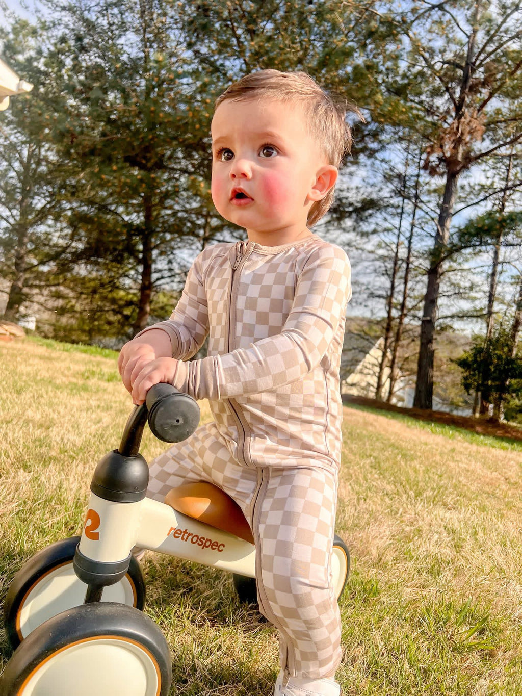 Sand Checks Double Zippy Romper