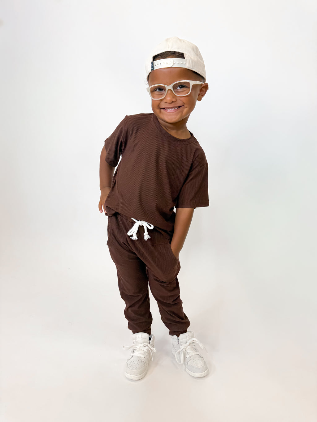 Rich Chocolate Ribbed Oversized Tee