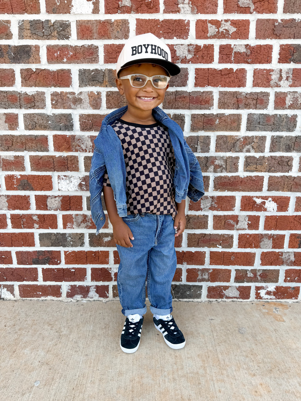 Neutral Checkered Oversized Tee