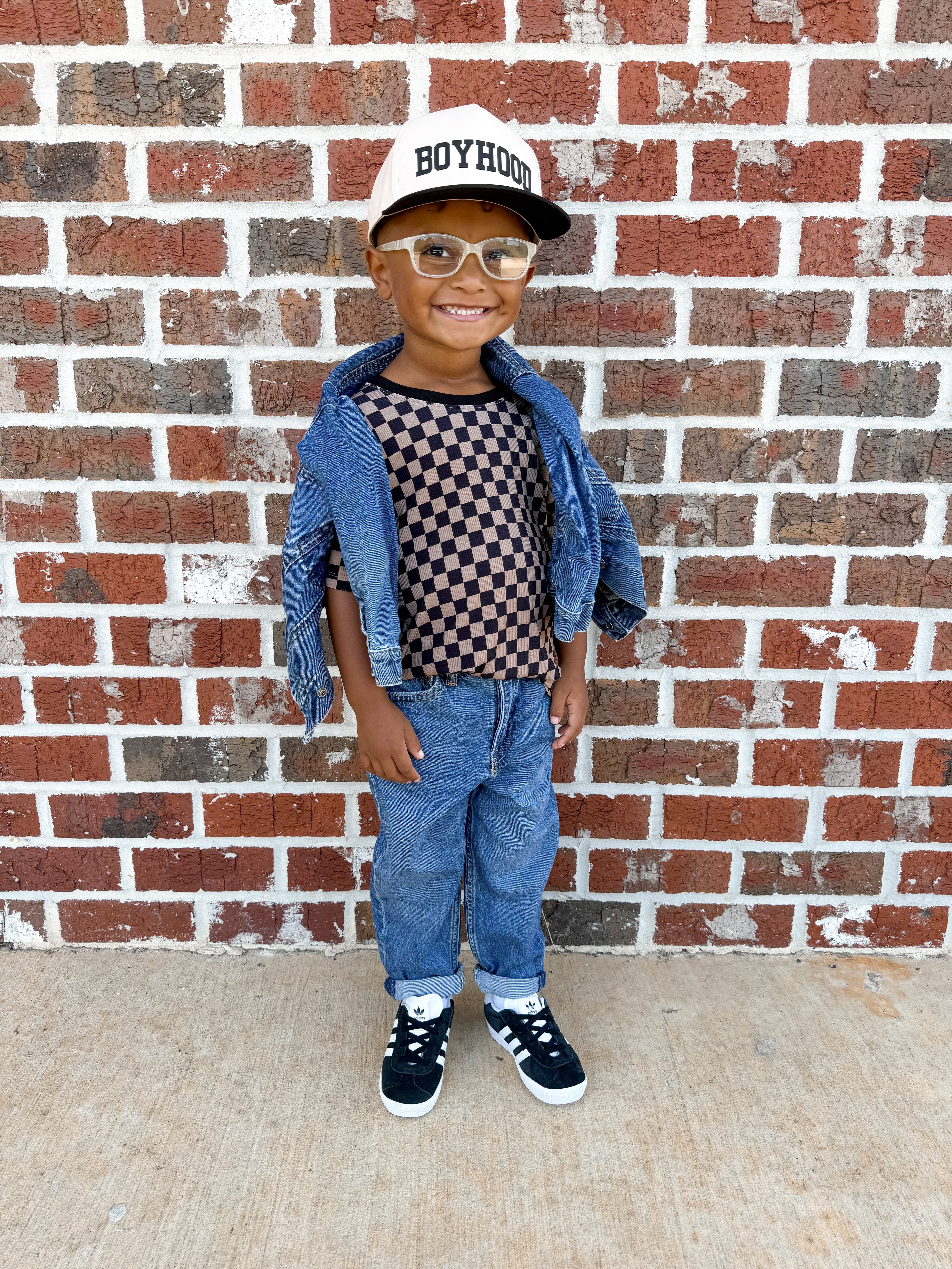 Neutral Checkered Oversized Tee