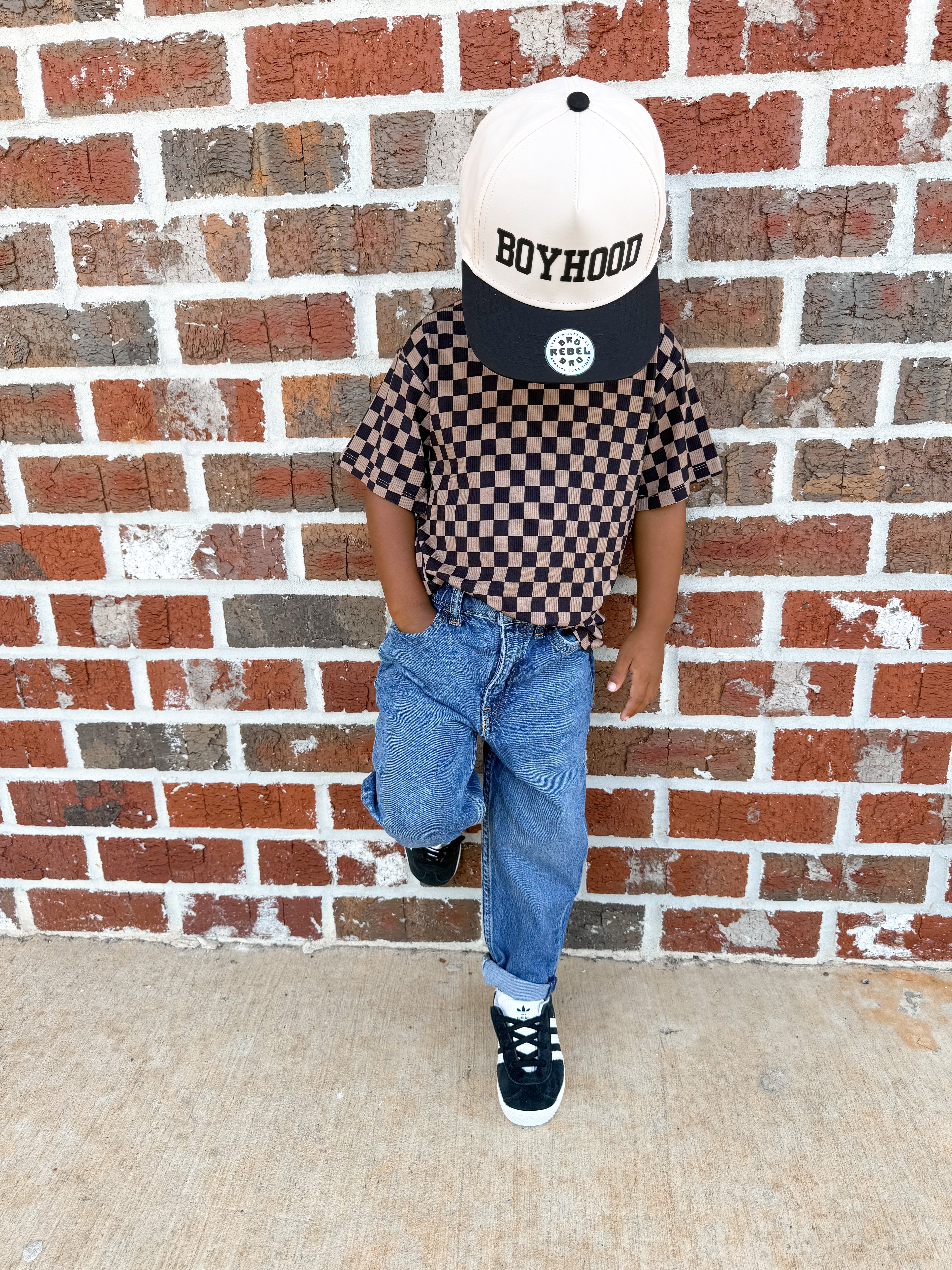 Neutral Checkered Oversized Tee