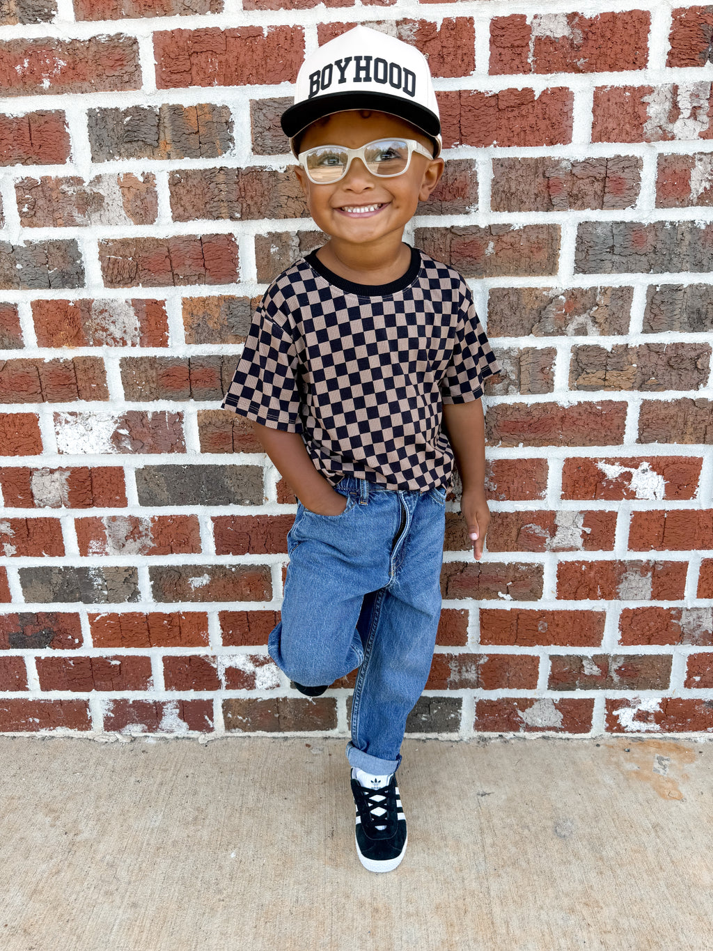 Neutral Checkered Oversized Tee