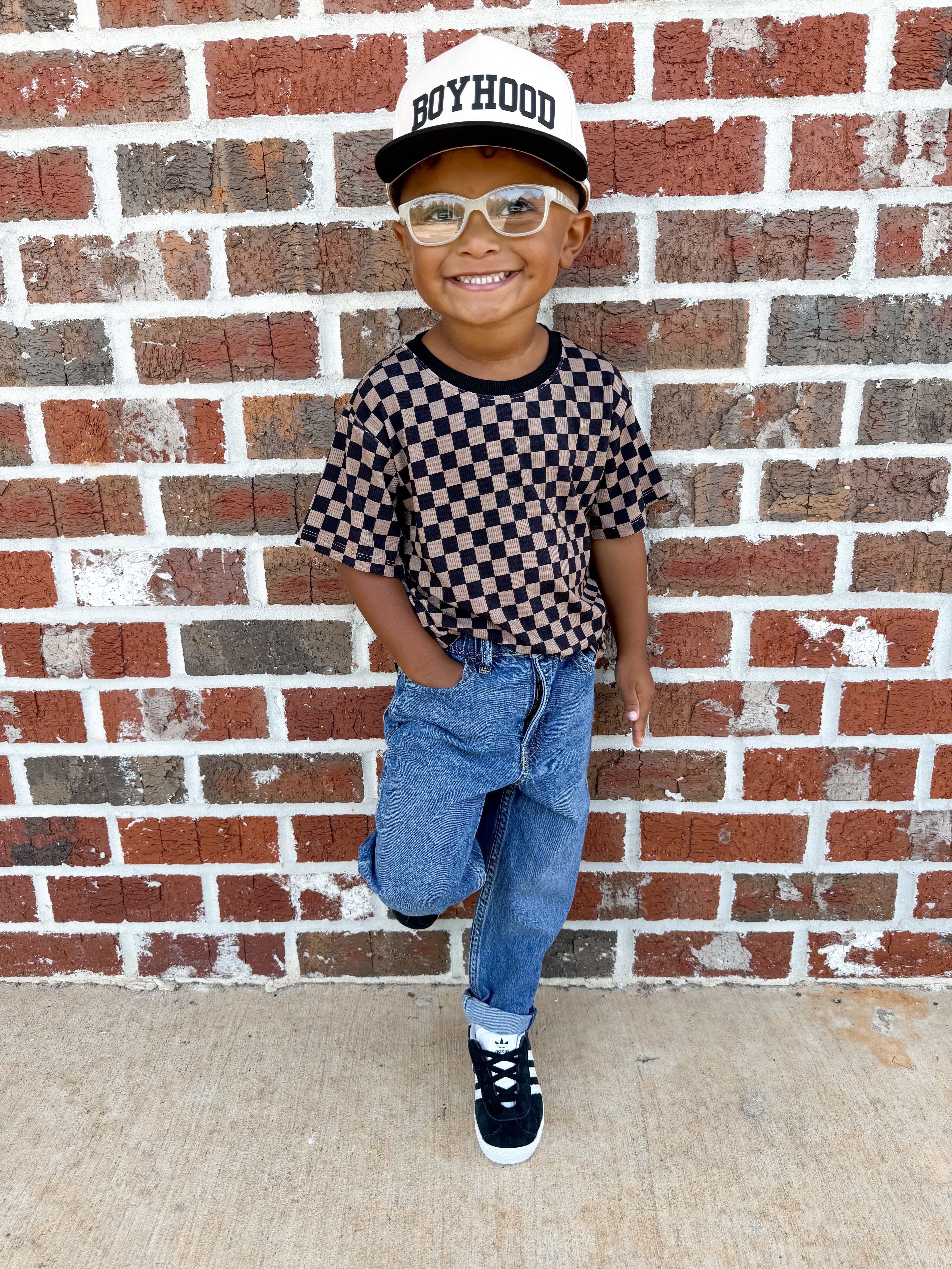 Neutral Checkered Oversized Tee