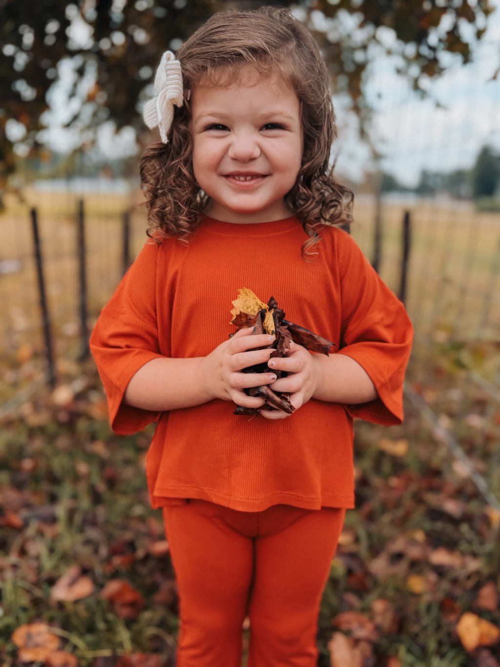 Pumpkin Spice Ribbed Kids Daywear Pant Set