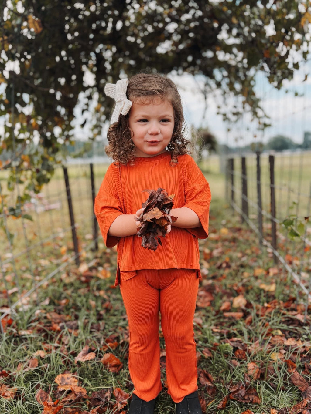 Pumpkin Spice Ribbed Kids Daywear Pant Set