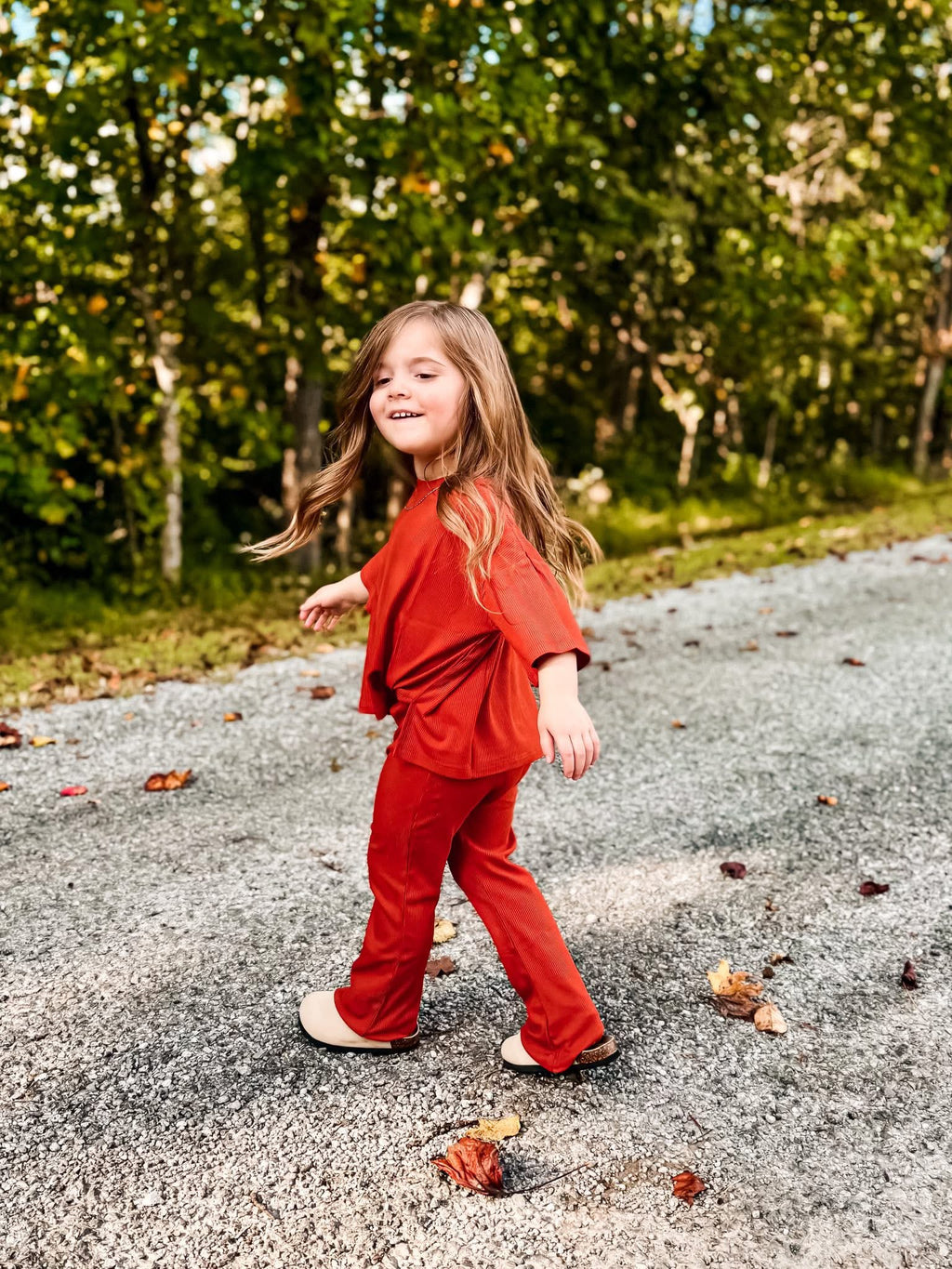 Pumpkin Spice Ribbed Kids Daywear Pant Set