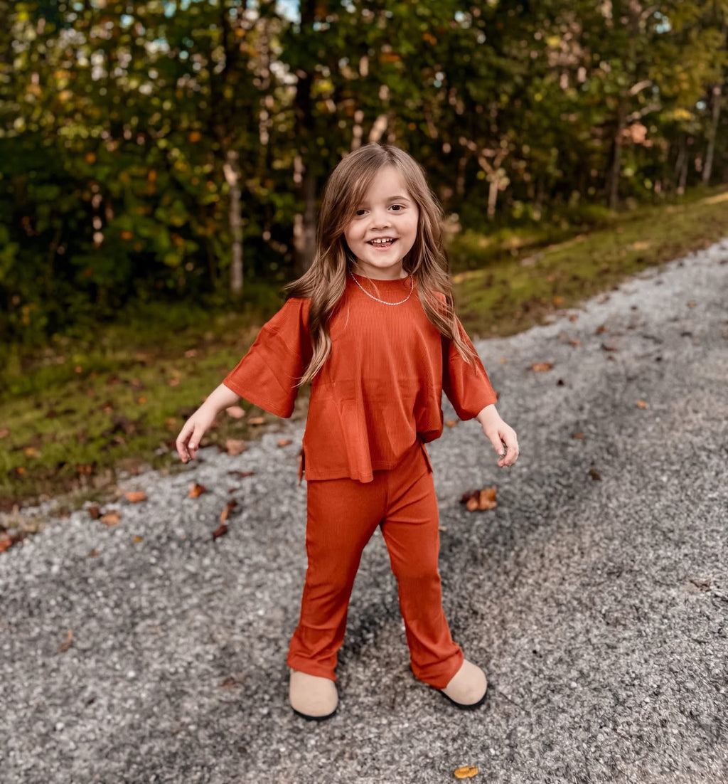 Pumpkin Spice Ribbed Kids Daywear Pant Set
