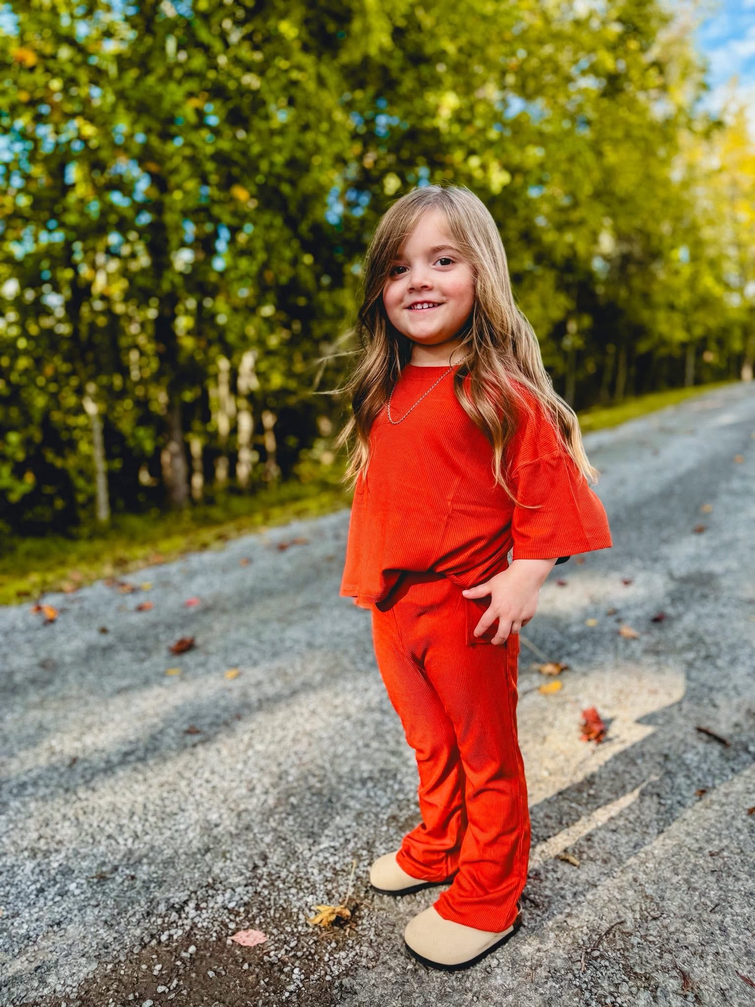 Pumpkin Spice Ribbed Kids Daywear Pant Set