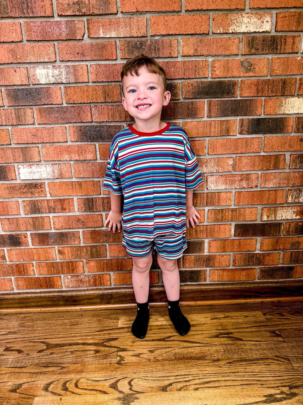 Retro Stripes Oversized Short Set