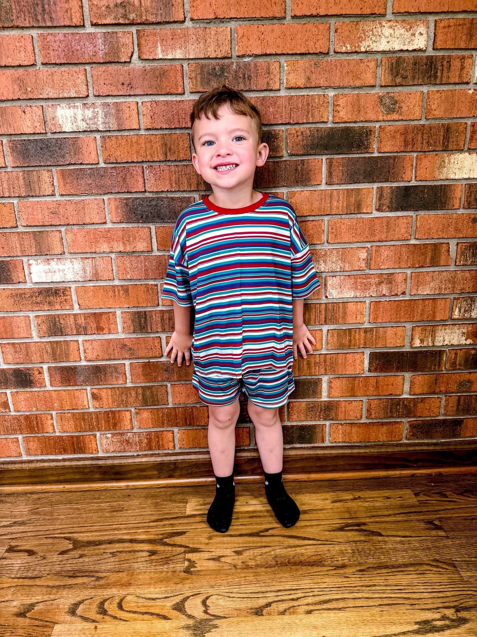 Retro Stripes Oversized Short Set