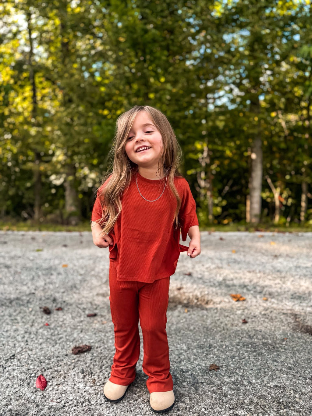 Pumpkin Spice Ribbed Kids Daywear Pant Set