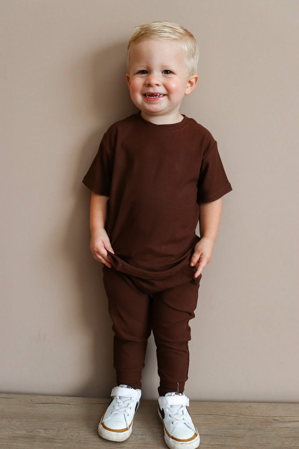 Rich Chocolate Ribbed Joggers