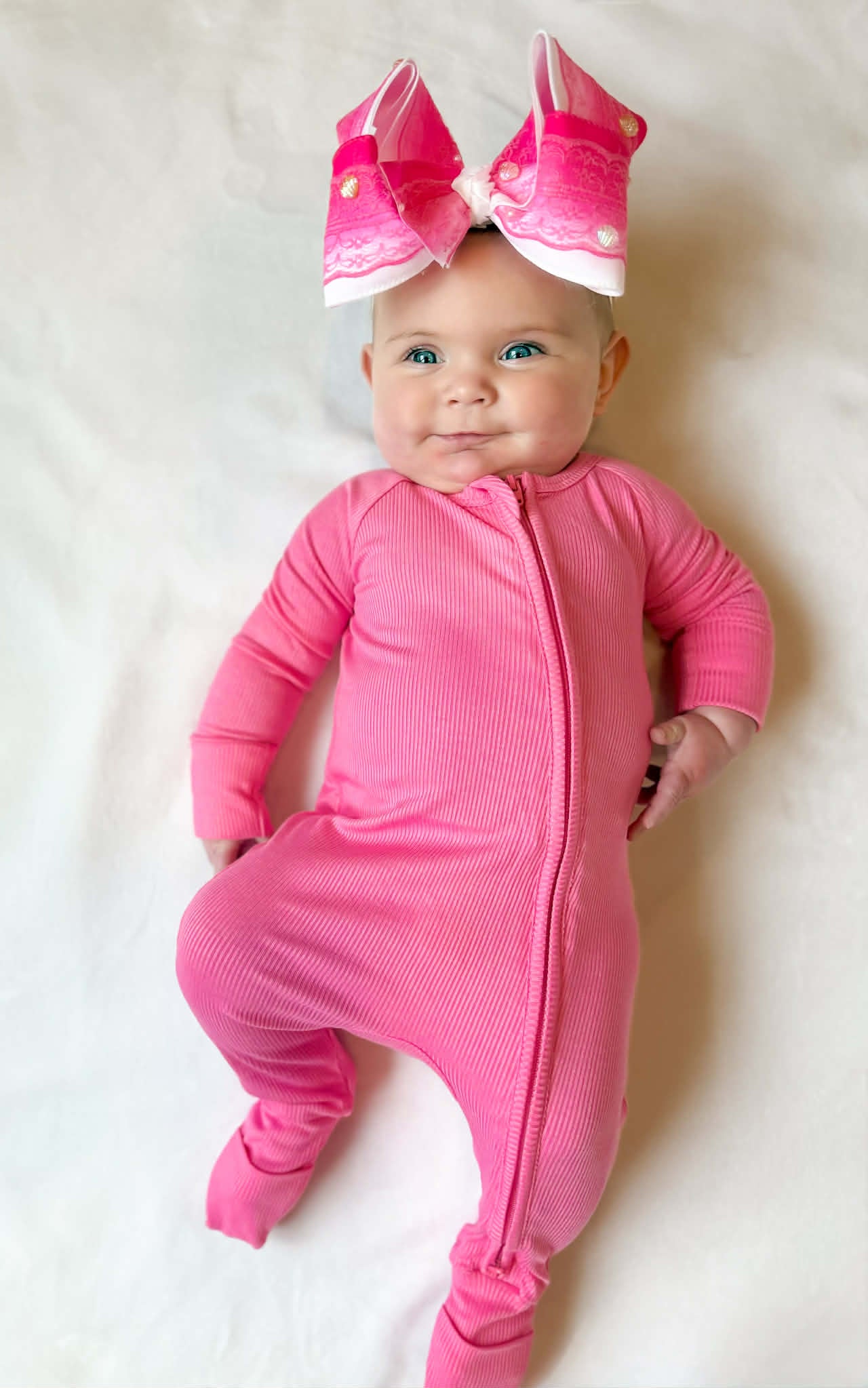 Pink Spritz Ribbed Double Zippy Romper