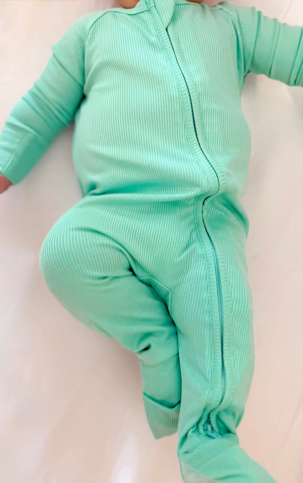Beach Glass Ribbed Double Zippy Romper