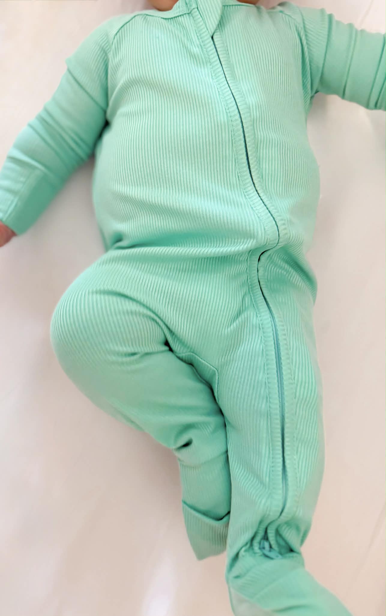 Beach Glass Ribbed Double Zippy Romper