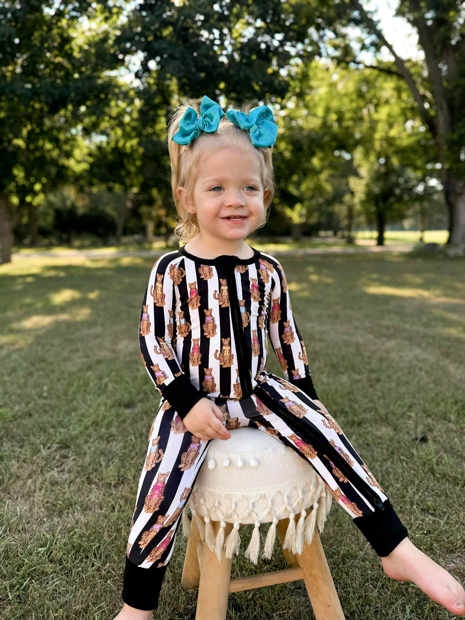 Fancy Leopards Double Zippy Romper