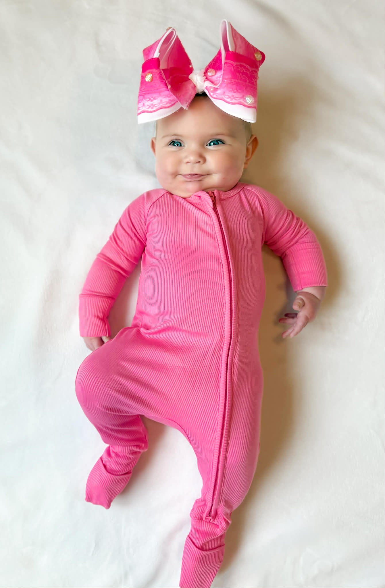 Pink Spritz Ribbed Double Zippy Romper