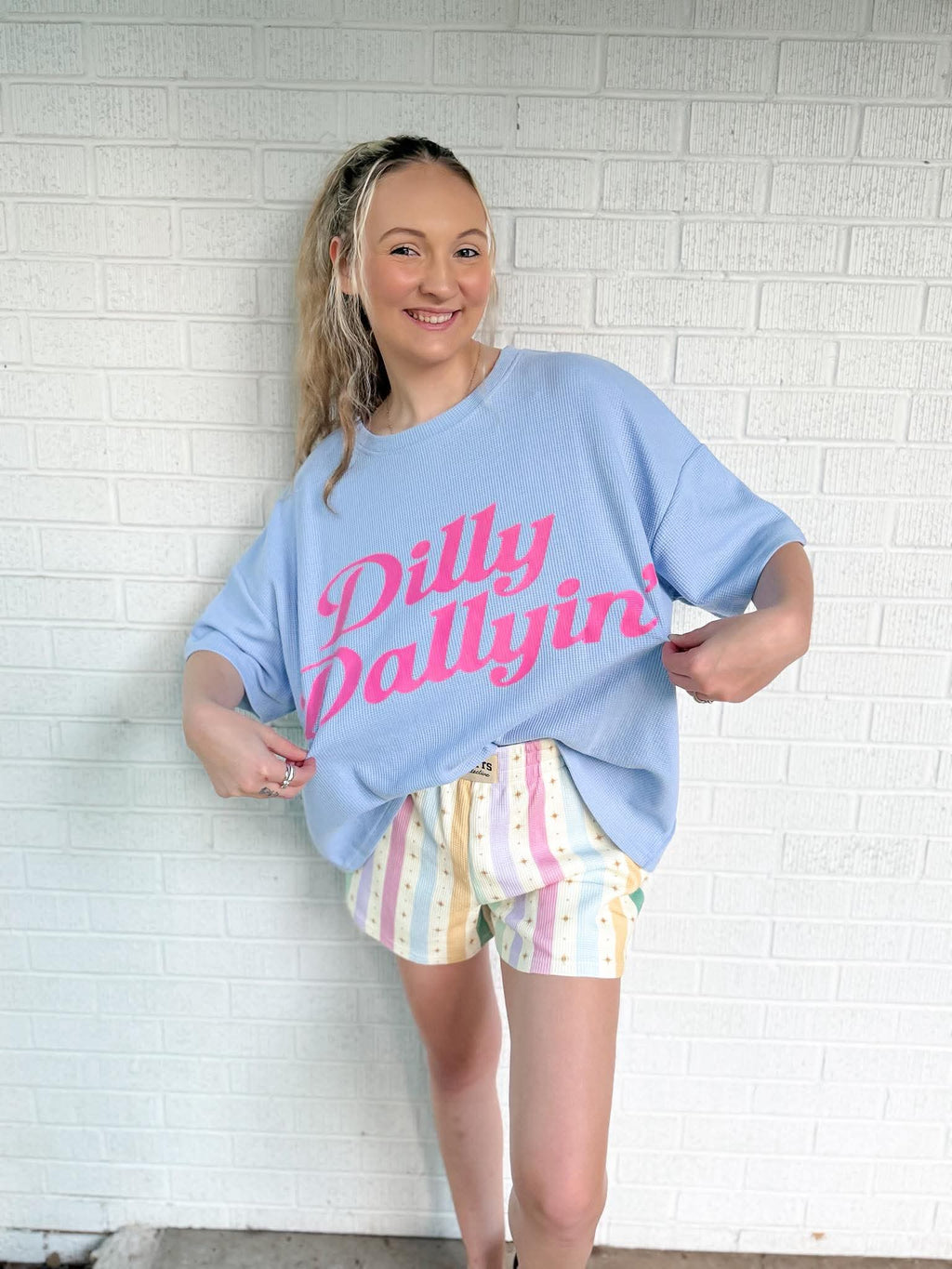 Dilly Dallyin' Waffle Knit Short Set